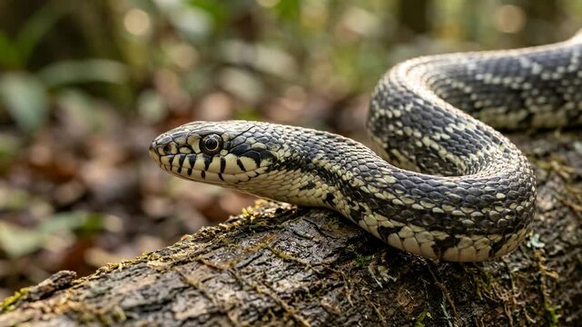 king rat snake close up at morning light in southeastern united states woodland video