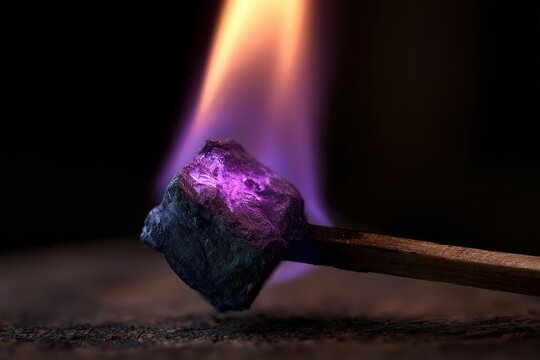 Burning Matchstick with Violet Purple Flame Photo