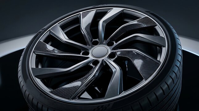 Futuristic Aerodynamic Alloy Wheel Rim for Modern Electric Vehicles