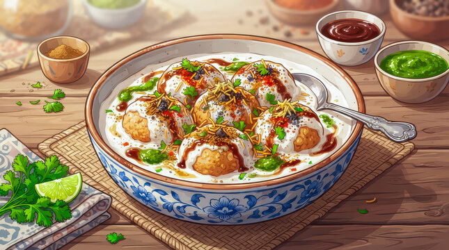 Dahi Bhalla, Dahi Bhalle, Dahi Vada, Dahi Bada, Dahi Bara, Dahi Baaraa, Indian Yogurt Snack, Indian Snack, Indian Chaat, Chaat Masala, Yogurt Soaked Vada, Indian Street Food, Curd with vada, Holi Food
