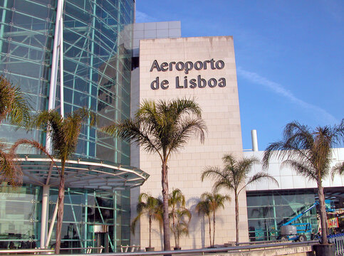 Terminal of Lisbon Humberto Delgado International Airport (Aeroporto de Lisboa). Lisbon is the capital of Portugal in southern Europe.