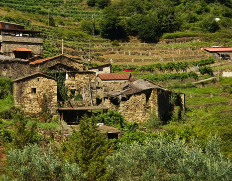 Summer view of Os Peares village in Galicia, Spain