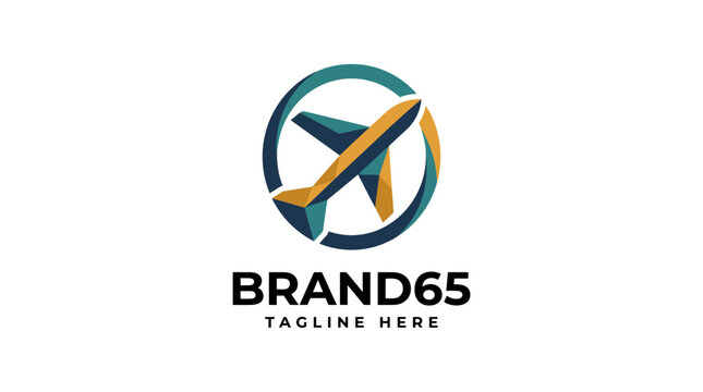 Abstract airplane logo design concept for travel and transportation brand.