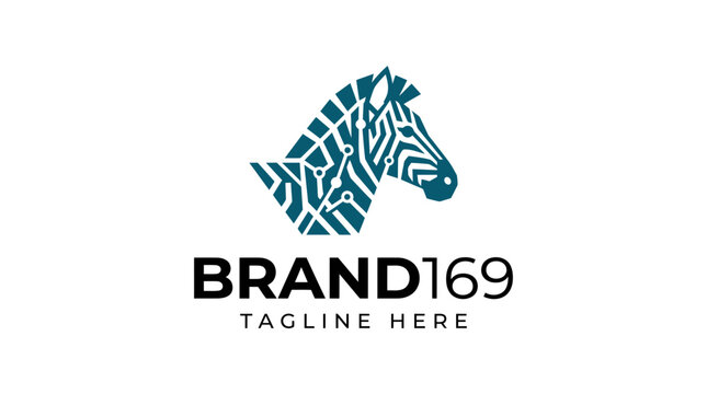 Digital Zebra Logo Concept with Circuit Board Pattern.