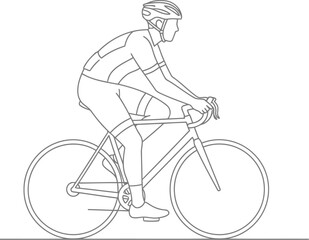 Fototapeta premium A man riding a vintage-style bicycle in a relaxed urban environment