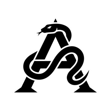 Snake Letter A Logo, Minimalist Reptile Monogram Vector