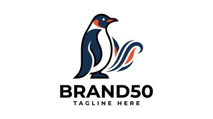 Obraz premium Modern artistic penguin logo design with fluid abstract lines.
