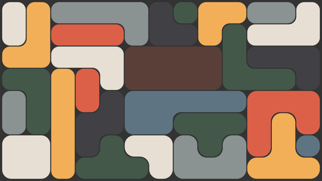 Abstract retro geometric pattern with interlocking rounded shapes bauhaus midcentury background