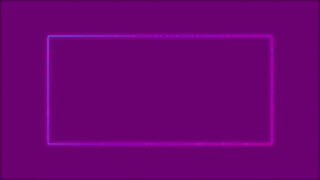 Neon glowing rectangular frame border with pulsing light effect for digital overlay and social media