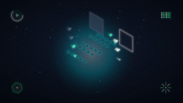 Isometric Industrial Air Scrubber on blue abstract background