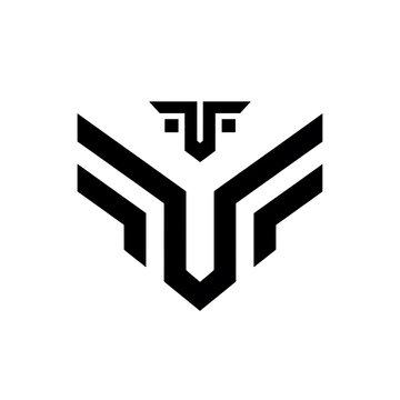 Modern stylized geometric letter V logo with bold black design