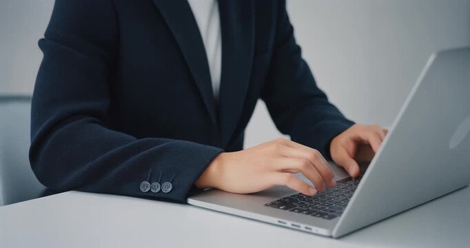 Corporate professional typing on laptop, managing tasks or drafting emails