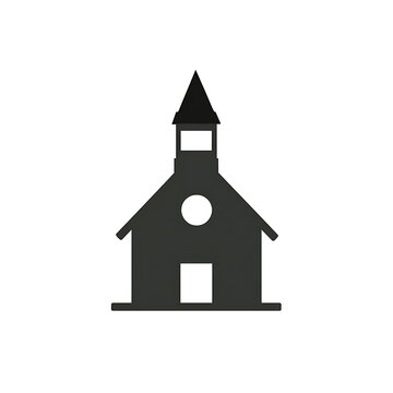 Minimalist church icon with steeple and cross symbol