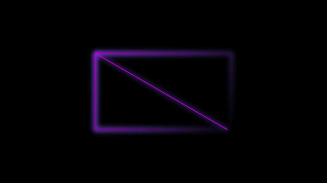 Neon purple glowing rectangular frame border animation on black background