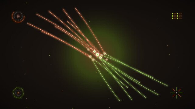 Abstract futuristic digital interface with glowing lines and particle data visualization