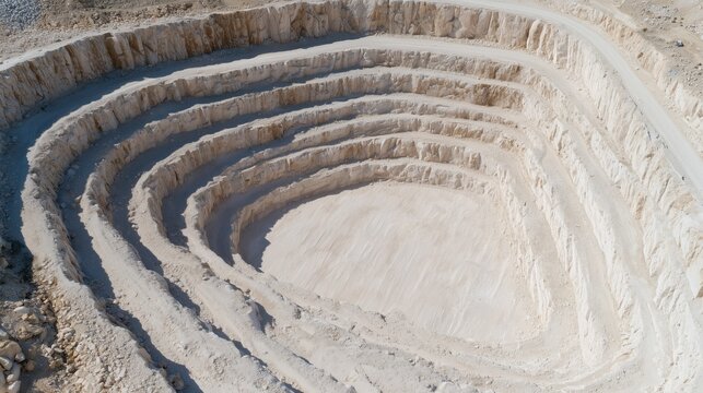 White Stone Quarry with Concentric Stepped Terraces