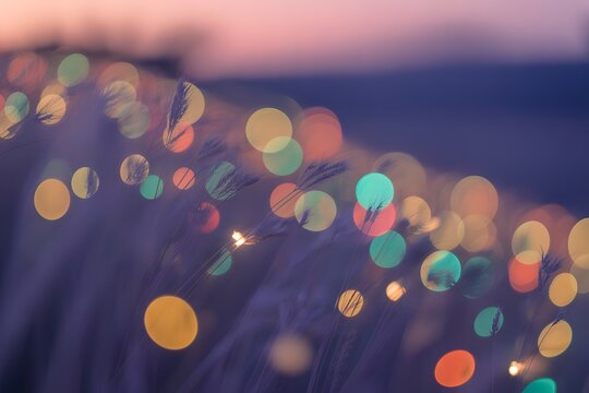 Colorful bokeh lights on dark background