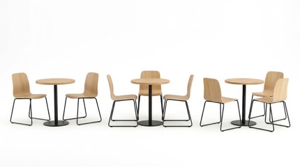 Fototapeta premium Modern wooden cafe tables and chairs set