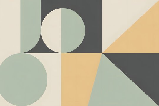 Modern geometric abstract design with circles and triangles