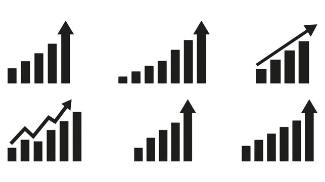 Visualizing growth and progress a collection of upward trending bar graph icons representing positive business and economic development