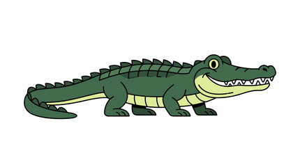 Fototapeta premium Cute Cartoon Crocodile Illustration Standing Sideways.