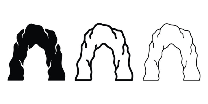 Cave arch icon silhouette vector outline and line art
