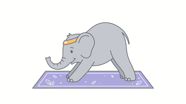 Cute Elephant Stretching In Yoga Pose On Mat For Fitness Health And Wellness Practice