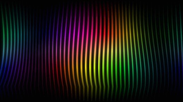 Abstract digital pattern of glowing vertical lines in vibrant rainbow colors