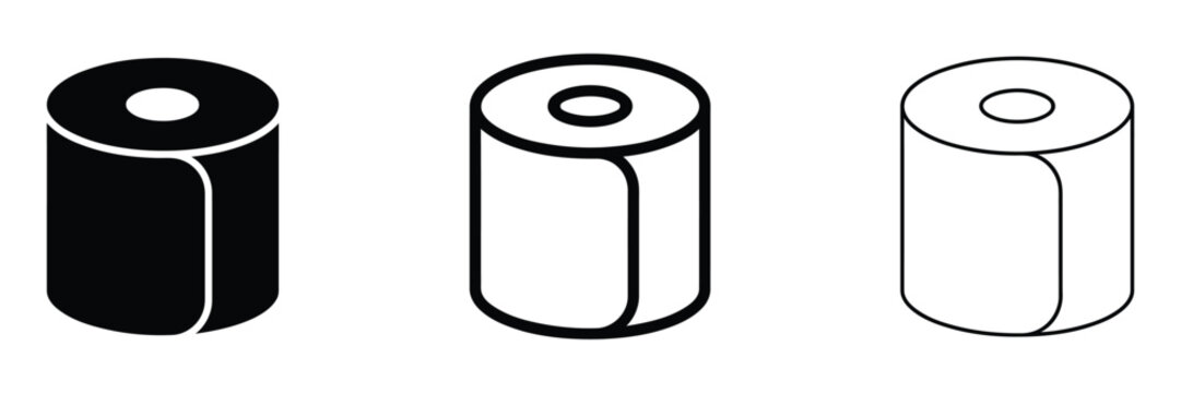 Toilet paper roll icon silhouette vector outline and line art