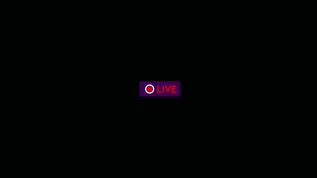 Live Stream Icon Badge with Flashing Red Recording Dot Indicator for Video Broadcasting Overlay