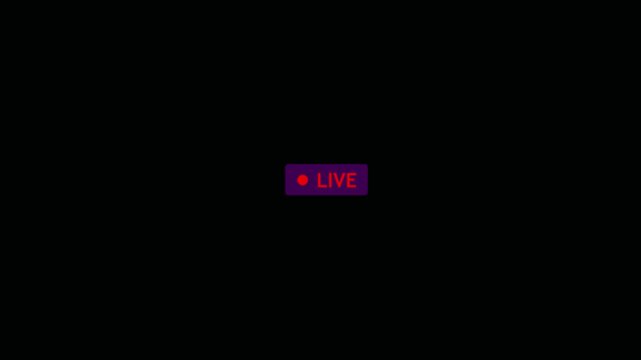 Animated Live Streaming Icon Badge With Red Recording Dot Indicator For Online Video Broadcast Overlay