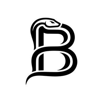 Snake Letter B Logo, Minimalist Reptile Monogram Vector