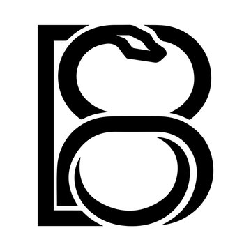 Snake Letter B Logo, Minimalist Reptile Monogram Vector
