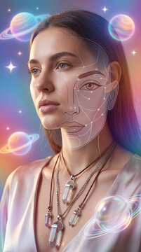 Portrait with Astrological Face Overlay