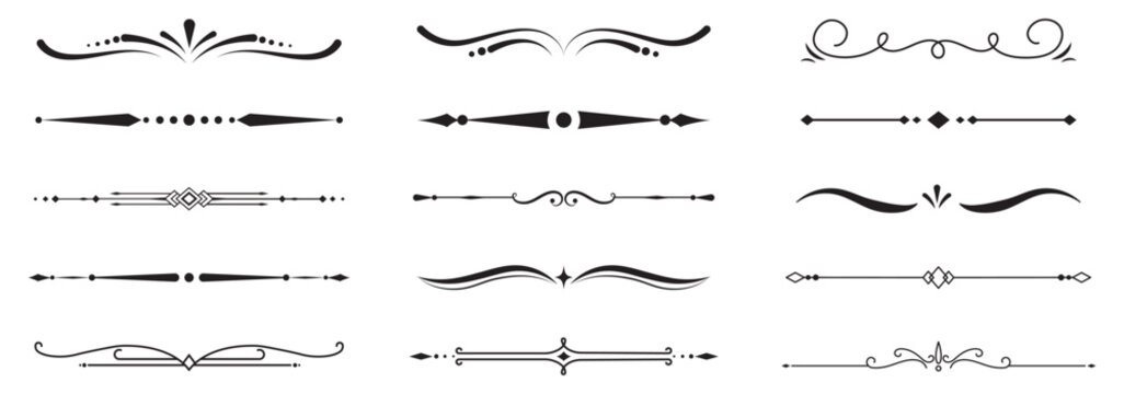Vintage Decorative Divider Lines Collection with Elegant Ornamental Flourish Elements