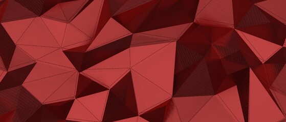 Fototapeta premium Abstract red geometric low poly background texture with detailed facets and lines