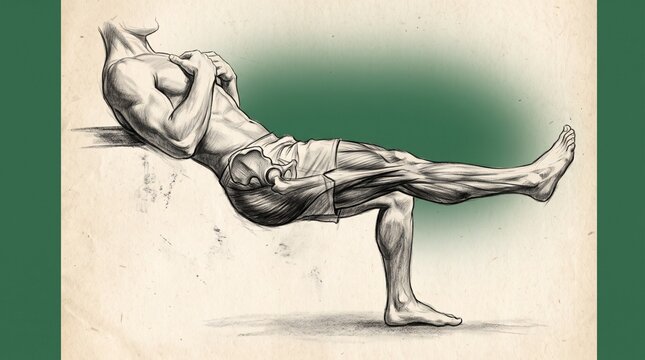 Anatomical illustration of a male figure performing a single leg hip thrust exercise.