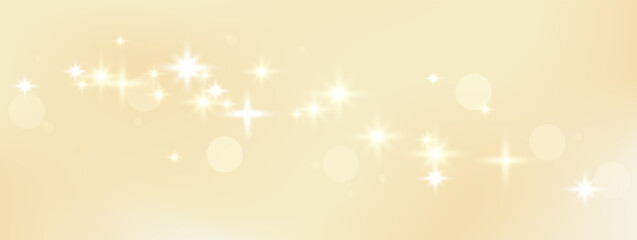 Naklejka premium Soft gold gradient background with glitter sparkle band and airy bokeh glow. Vanilla champagne gradation on silk texture in sand beige tone. Sweet vector shimmer of golden light for celebration promo