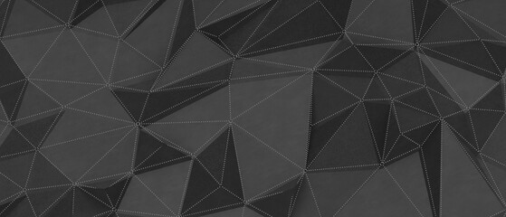 Fototapeta premium Abstract dark geometric pattern with triangles and lines, digital art.
