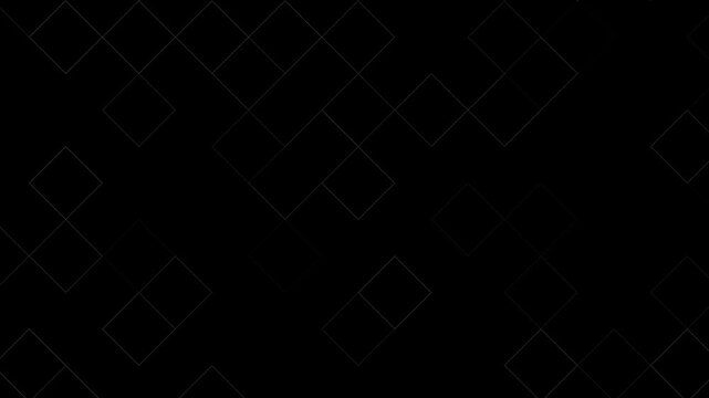 Abstract dark grey line square grid mosaic flickering continuously, minimal tile outline tech transition background, modern digital geometric backdrop visual element on black background. 4k video