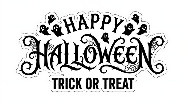 Happy halloween trick or treat text design isolated on white background