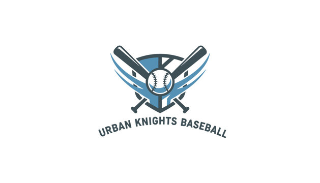 Professional sports logo for Urban Knights Baseball featuring crossed bats and a baseball in front of a shield emblem.