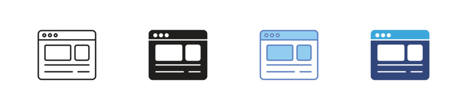 Website Browser Icon, Web Page, Internet Window, Online Interface, Web Design, Outline Solid Dual Tone Vector Icon