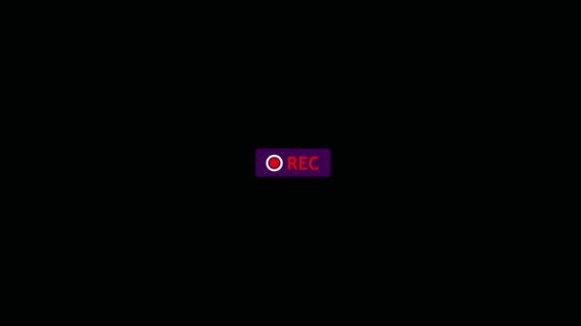 Camera Recording Overlay Screen HUD Element Set with Red Dot REC Indicator Icon on Black Background