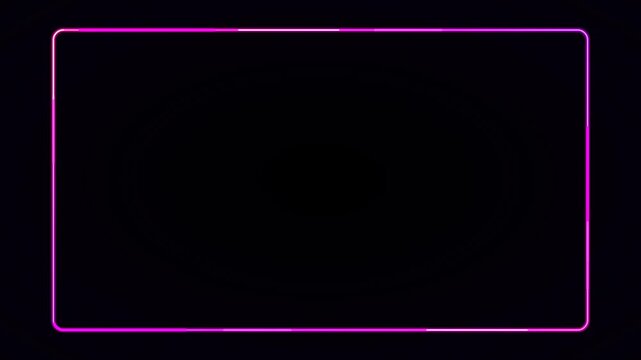 Neon Pink and Purple Glowing Rectangle Frame Border Loop with Rounded Corners on Black Background