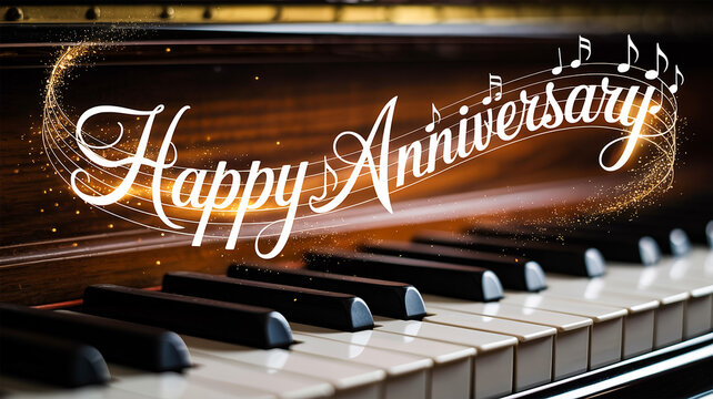Happy anniversary music typography illustration