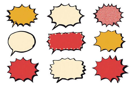 Set of retro comic speech bubbles and burst callouts