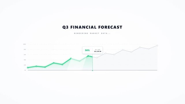 Financial growth forecast chart showing quarterly revenue increase and data visualization for business analysis