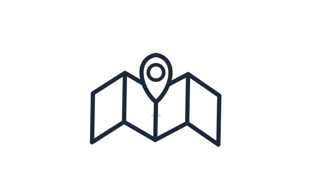 Minimalist Linear Map and Location Pin Vector Icon for Digital Navigation and Geolocation User Interface Designs