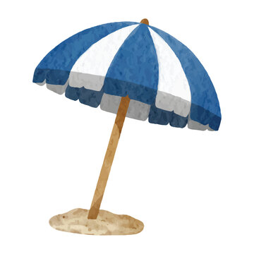 Watercolor Beach Umbrella Illustration Isolated on White Background. Perfect for summer, beach, vacation, tropical, travel, and holiday designs.